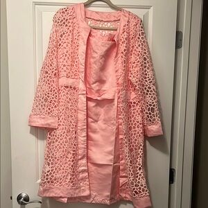 Chic Pink Lace Overlay Coat